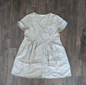 Madewell Linen Blend Buttonfront Babydoll Dress